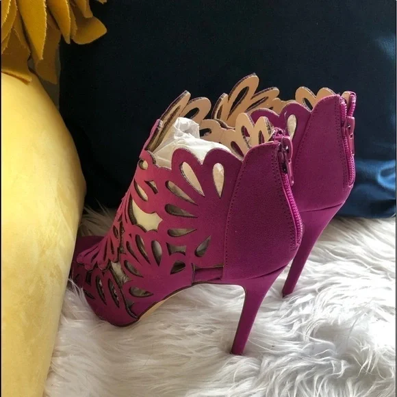 NWOT Liliana Putple Floral Heels - Picture 4 of 6